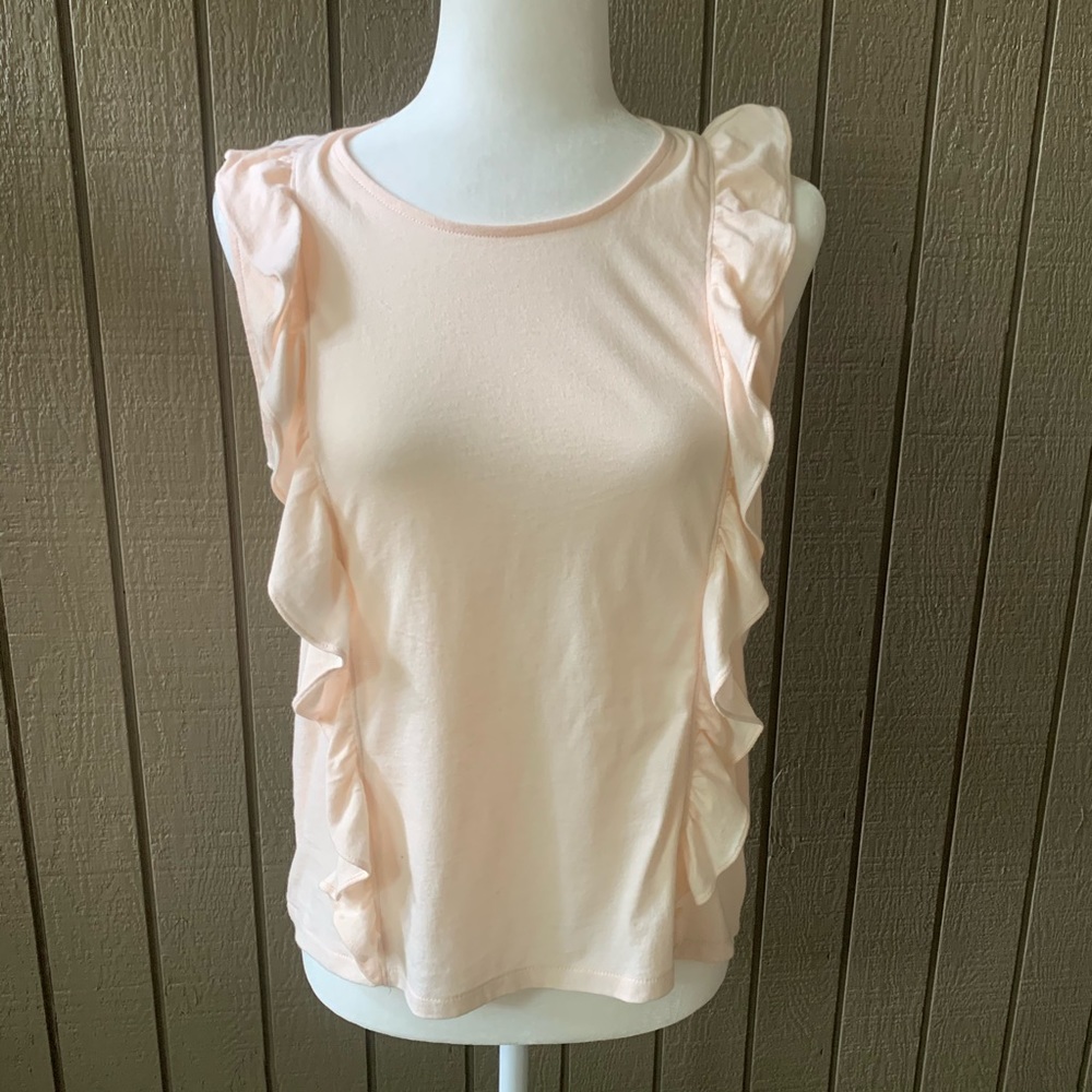 J Crew Light Pink Ruffle Sleeveless Tank Top Size Small